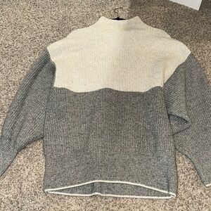 Two-Tone Gray and Cream Women's Sweater